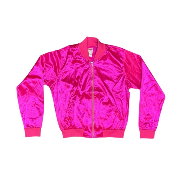 Weissman | Versatile Bright Pink Bomber Jacket Dance Top, Size LC - Picture 4 of 7